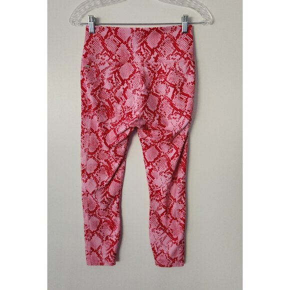 Fabletics High Waist PowerHold 7/8 Leggings Pink Snakeskin Print Small NEW - Picture 3 of 11